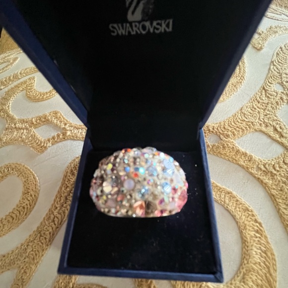 Swarovski Fully Cut Crystal Glitter Pink White Chunky Ring Size 60, US 9 - Picture 5 of 6